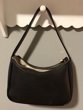 Classic Black Leather Shoulder Bag
